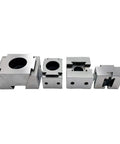 Set of four Heavy Duty CNC Wedge Clamp Slick Precision Vice Block fixtures for steel aluminum part fixturing.