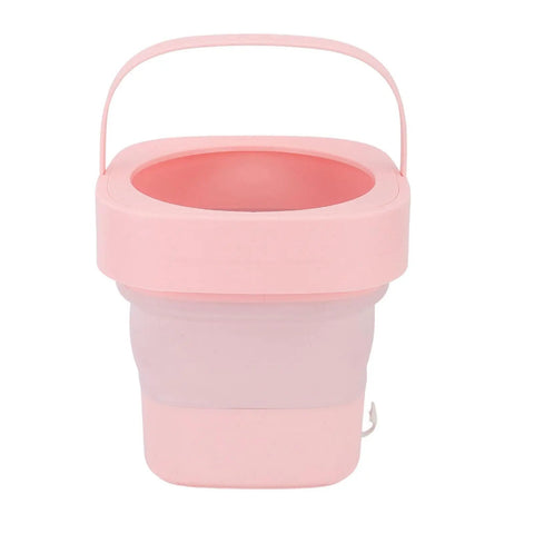 No Sweat Foldable Mini Washing Machine, Portable Compact Washer in pink, designed for quick cycles and small spaces.