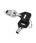 12mm Two Position Key Locking Push Button Switch With Two Keys ON OFF Contacts silver tone lock switch