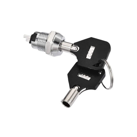 12mm Two Position Key Locking Push Button Switch With Two Keys ON OFF Contacts silver tone lock switch