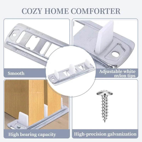 Sliding Door Roller Kit For Top Hung Wardrobe And Closet Doors, Five Piece Replacement Set with front and rear components shown
