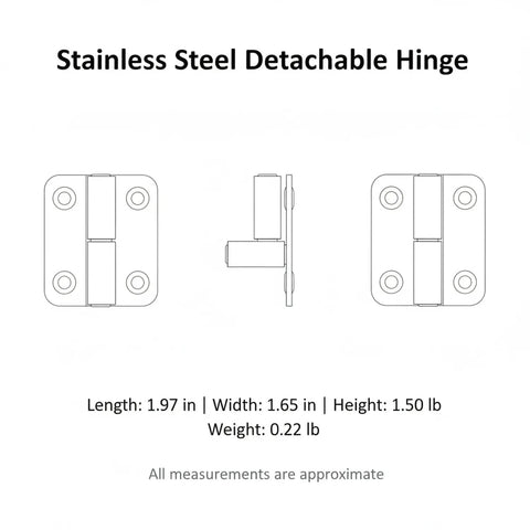 Diagram of Detachable Gate Hinge With Stainless Steel Lift Off Design for Heavy Doors and Access Panels in Silver Finish