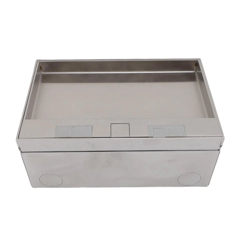 Heavy Duty Stainless Steel Recessed Floor Power Outlet Kit With Usb A Charging Port And Ethernet Jack Flush Mount Electrical Box top view