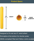 Built Tough 56 Inch Bollard Cover For 6 Inch Outdoor Poles - Heavy Duty Polyethylene Post Sleeve dimensions and specs illustration.