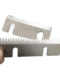 Top Shelf Carbon Steel Carton Sealer Blades Pack Of Ten Heavy Duty Semi Automatic Packing Machine Knives Sharp Wear Resistant Cutting Tools with serrated edges.