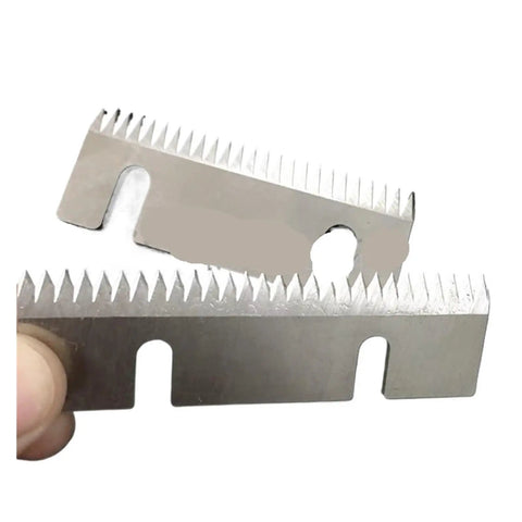 Top Shelf Carbon Steel Carton Sealer Blades Pack Of Ten Heavy Duty Semi Automatic Packing Machine Knives Sharp Wear Resistant Cutting Tools with serrated edges.