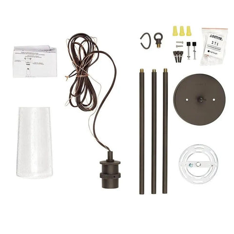 Braelyn 8.5 Inch One Light Mini Pendant With Clear Seeded Glass And Classic Pewter Finish components displayed