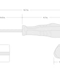 Diagram of Long Number Three Phillips High Torque Black Oxide Blade Screwdriver With Three Sided Grip For Max Torque And Fastener Leverage A Real Heavy Duty Hand Tool Made In USA.