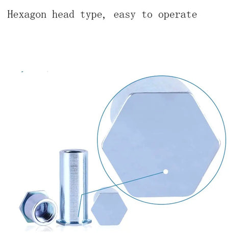 Forty Piece Heavy Duty Hexagon Blind Hole Rivet Nuts Carbon Steel Galvanized M2.5x6mm Deep Knurl Press Fit Threaded Inserts Rock Solid Grip Built Tough Hassle Free Install