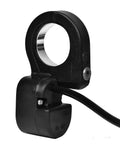 Side view of 23mm Mini Ebike Horn Switch With 5 Ft Cable, black handlebar mount and cord visible.