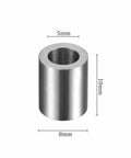 Kozelo sleeve bearing front view, 5 mm bore, 8 mm outer diameter, 10 mm length, chrome steel