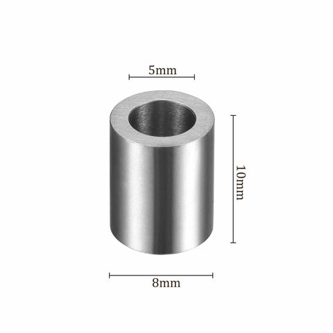 Kozelo sleeve bearing front view, 5 mm bore, 8 mm outer diameter, 10 mm length, chrome steel