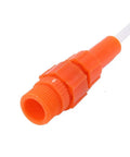 Close-up of orange nozzle from Retractable Stainless Steel Sprayer Wand Extension Pipe Tool For Garden Farm And Horticulture Use