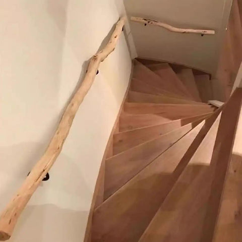 Rock Solid Wood Wall Mounted Stair Handrail With Tight Non Slip Grip For Indoor Outdoor Stairs No Sweat Installation Heavy Duty Safety Railing Available In Multiple Lengths on spiral staircase