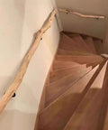 Dang Solid Wooden Stair Handrail With Easy Peasy Wall Mount Install And Non Slip Coating, view of wooden handrail on spiral stairs.