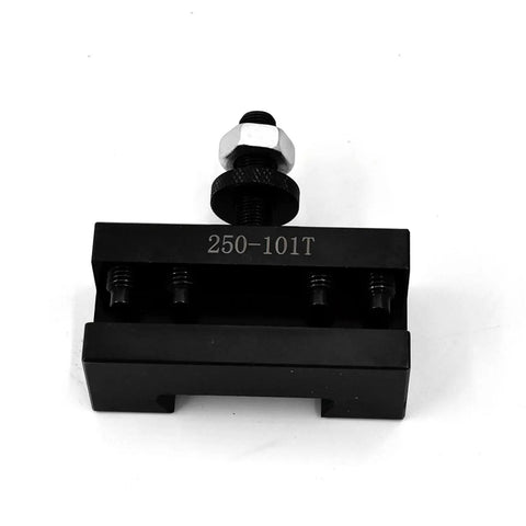 Heavy Duty Oversize Turning Facing Tool Holder For Wedge Type Quick Change Metal Lathe Post Up To 12 Inch Swing, black steel with mounting slots.
