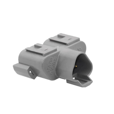 Side view of 3 Pin Y Type Waterproof Wire Connector Kit for Vehicles and Outdoor Use, gray receptacle with sealing ring.