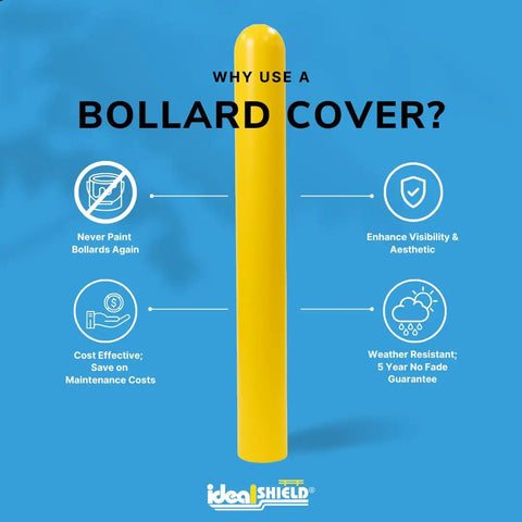 Heavy Duty Red Safety Bollard Cover Fits 6 Inch Steel Pipe, Built Like A Tank Protective Sleeve, No Fuss Weather Proofing And Hassle Free High Visibility Guard For Jobsites Daily, yellow bollard cover with features.