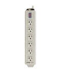 Heavy Duty 20 Amp Power Strip With 6 Outlets, All Metal Housing, view of front outlets and on off switch cover