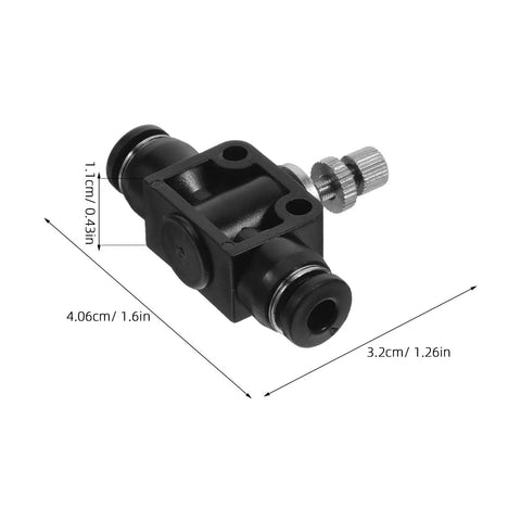 Inline Throttle Valve With Precise Flow Control And Space Saving Design For Air Cylinders And PU Tubes Three Pack Pneumatic Push To Connect Fittings PVC Plastic Ideal For Home Hobby And Industrial Air Systems, black PVC valve 4.06 cm