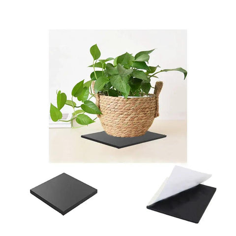 8 Piece Black Beefy Neoprene Foam Anti Vibration Pads With Adhesive Backing 6 by 6 by one eighth inch under plant and stacked