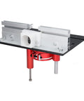 Tough as Nails Router Table Insert Plate With Heavy Duty Lift Base Support Rod Kit showcasing adjustable height and durable design.