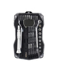 Super Tough 52 In 1 Screwdriver Set With Magnetic Precision Bits And Torx Sockets For Mobile Phone Repair Plus Rotating Handle To Save Your Back And Hands. 52-piece tool kit in case, silver handle and bits