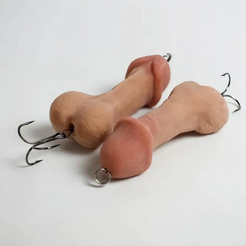 Penis Prank Fishing Hook Realistic Novelty Lure For Fishing Hilarious Gag Gift For Anglers, flesh-tone with treble hooks