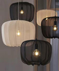 Nordic Apartment Pendant Light Cozy Handmade White Fabric Lantern Ceiling Hanging Lamp Minimalist Chandelier in dining room