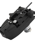 Close-up of DC 24V Wire Feed Motor for Welder Soldering Wire Feeder Machine, black casing, metal components visible