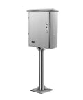 Heavy Duty Electric Vehicle Charger Protection Box And All Season Charging Station Cover Built Tough From Rust Free Stainless Steel, large outdoor pedestal view.