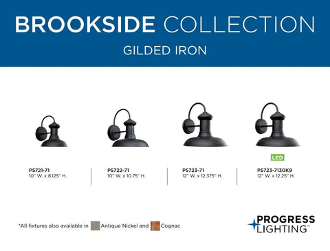 Brookside Outdoor Wall Light Black Finish, 10 Inch Wide By 10.75 Inch Tall Exterior Fixture For Porch, Patio, Or Garden lineup
