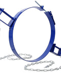 Heavy Duty 55 Gallon Drum Lifter Ring With Pivoting Fork Pockets, Painted Carbon Steel Design for safe lifting.