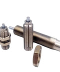 Rugged Stainless Steel Hydraulic Buffer Shock Absorber Straight Up Industrial Heavy Duty Cylinder Damper Kills Vibration For Smooth Machinery Operation Csac-1210N Pack One, includes three different-sized cylinder dampers.