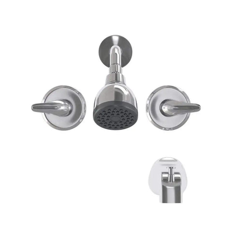Aragon Two Handle Tub And Shower Faucet With One Spray Showerhead Chrome Finish Valve Included Refurbished Front View