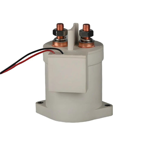 Solid Core Heavy Duty Dc Contactor Switch Knockout Amp Rating Relay Block For Electric Vehicles And Solar Arrays Up To Eighty Four Volts, top view with wiring.