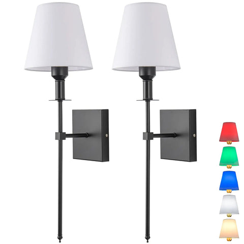 Two Pack Battery Operated Wall Sconces With Remote Control, Dimmable Brightness From 10 to 100 Percent And Color Temperature From 2700K to 6500K