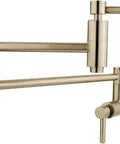 South Beach Style Wall Mount Pot Filler with Swing Arm Spout and 20 Inch Reach, Brushed Nickel Finish, Solid Brass Construction