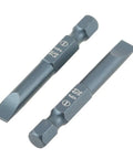 Top Tier Slotted Screwdriver Bits Set With 10 Pieces Featuring Tough S2 Alloy Steel, Magnetic Hold, And 1/4 Inch Hex Shank Perfect For Heavy Duty Drilling And Pro Tool Kits, two slotted bits