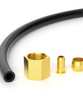 GASHER 4-piece air compressor unloader tube kit; black hose with brass 1/4-inch sleeve ferrules, compression insert and nut