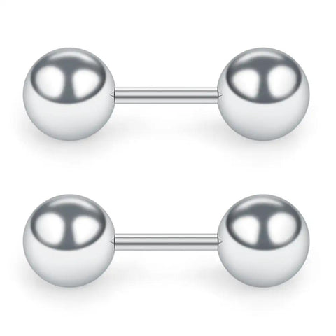 4 Pairs 16G One Quarter Inch Stainless Steel Polished Ball Barbell Earrings For Helix Cartilage Tragus And Lobe Piercings Men Women Hypoallergenic Rust Resistant No Nickel 3mm 4mm 5mm 6mm Silver, two silver ball barbells