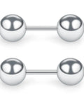 Four Pack Stainless Steel Ball Barbell Earrings Set For Helix Tragus Cartilage And Earlobe Piercings For Men And Women 20G One Quarter Inch Polished Silver Three To Six Millimeter Hypoallergenic Lead Free Nickel Free Surgical Grade 316L, two silver barbells