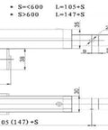 Technical drawing of Beefy 24V DC Linear Actuator With 10 To 16 Millimeter Per Second Speed, 600 To 900N Thrust, dimensions labeled