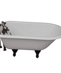 Premium Roll Top Cast Iron Bathtub Tub Kit 54 Inch Heavy Duty Soaking Tub With Classic White Enamel Finish close-up view