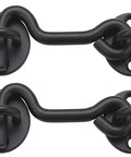 2 Pack 4 Inch Privacy Hook And Eye Gate Latch For Sliding Barn Doors Heavy Duty Iron With Black Powder Coat Easy Lock Indoor Outdoor Hardware