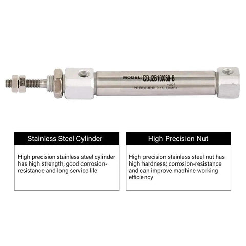 Stainless Steel Mini Air Cylinder Double Acting Pneumatic Actuator 30mm Stroke Built To Last For Industrial Automation And Air Compressors