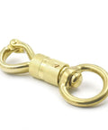 Top Shelf Brass Hinged Panic Safety Snap For Horse Lead Rope Snappy Twist Lock Action Gritty Ranch Gear Sharp Breakaway Clip close-up.