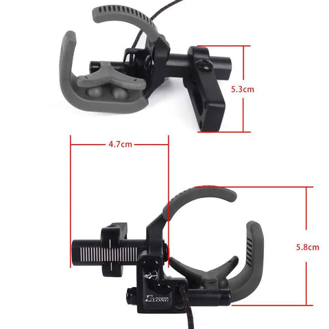 Drop Away Arrow Rest With Full Containment for Compound Bow Left Hand, mounting dimensions shown for easy install.