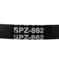 SPZ-862 label detail on Top Shelf Industrial Drive V Belt Spz862 Transmission Belt with rock hard rubber build.
