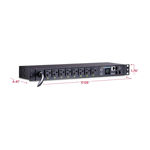 Switched PDU With Eight NEMA 5-20R Outlets, Local And Remote Outlet Control, 100-120V 16A Derated Power Distribution In A 1U Rackmount For Servers, Networking Gear And Telecom Equipment